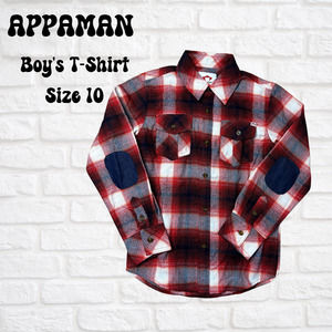 APPAMAN Boy's t-shirt Size 10 - Flannel Red/White Long Sleeve T-Shirt